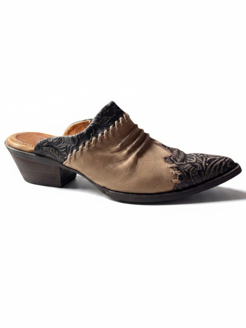 Ariat Juliette Tooled Leather Western Mules Clogs Brown Black Size 7